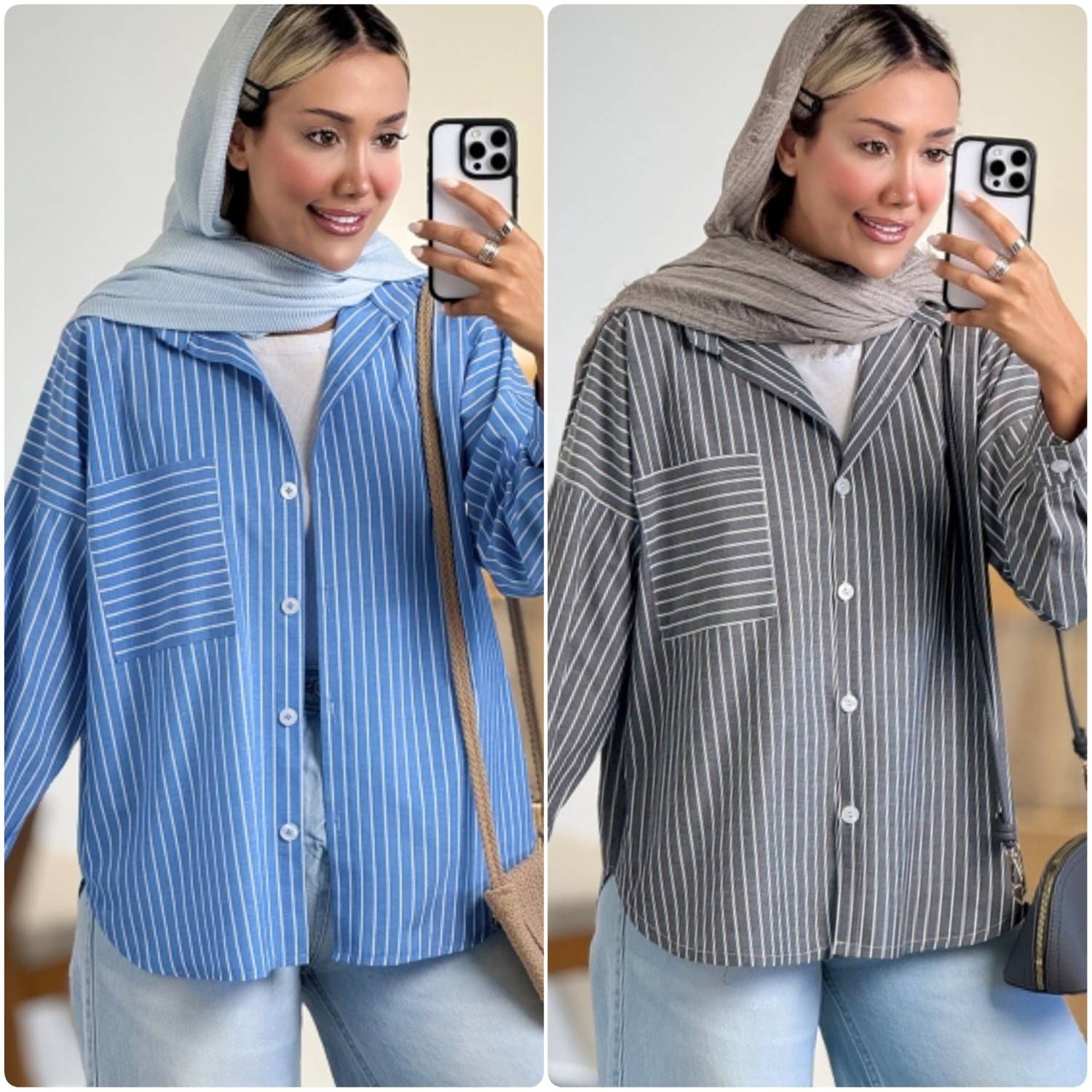شومیز راه راه نورا